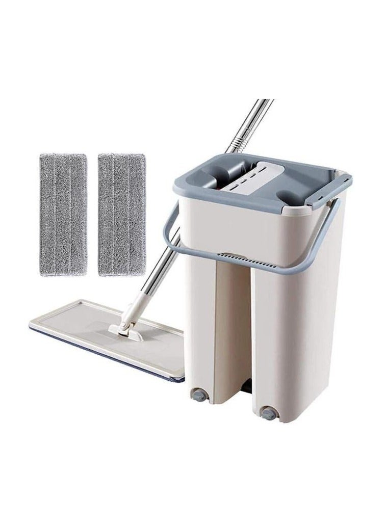 BAIG Flat Squeeze Mop Bucket System with Hand Free Wash Microfiber Mop Pads Stainless Steel Pole Usage Hardwood Floor Cleaning Tools khaki - Image 5