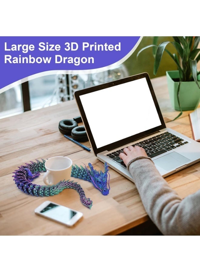 24 بوصة 3D مطبوعة التنين ، لعبة التنين المفصلية المرنة ، التوهج في التنين المظلم مع القرون ، لعبة فيجيت متعة للتركيز ، ديكور المنزل للبالغين والأطفال - Image 2