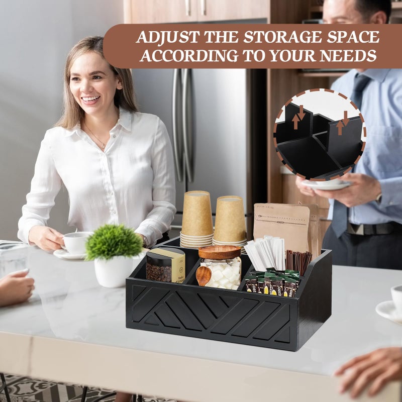 Ukonvi Coffee Pod Holder and Bar Accessories, Wood Station Organizer for Decor, Syrup and Condiment Organizer, Black - Image 4