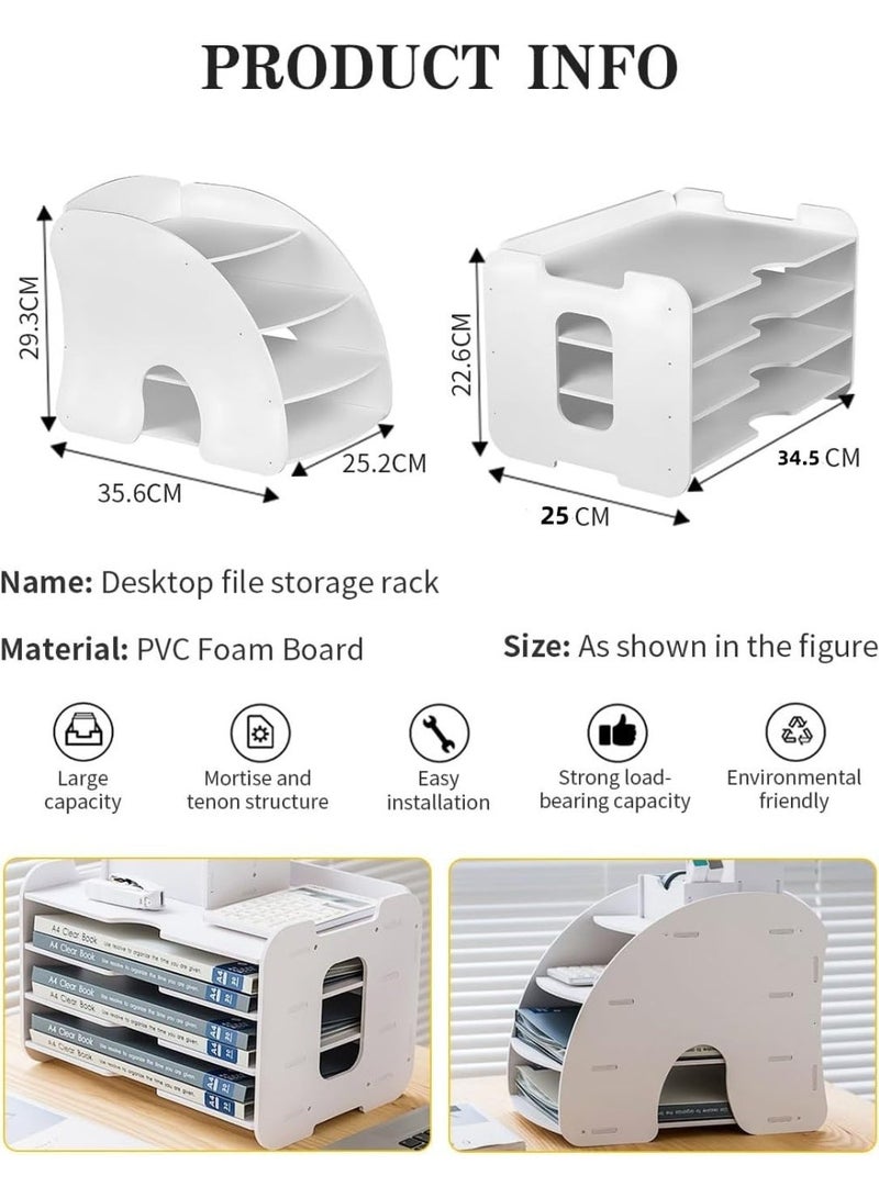 MostNow 4-Tier Desk Organizer,Desk Letter Tray Set, Stackable Desk Organizer for Books, Magazines, Folders, A4 Size File Paper, Notes, Pens,Office Supplies Storage and Desk Accessories (Arch) - Image 3
