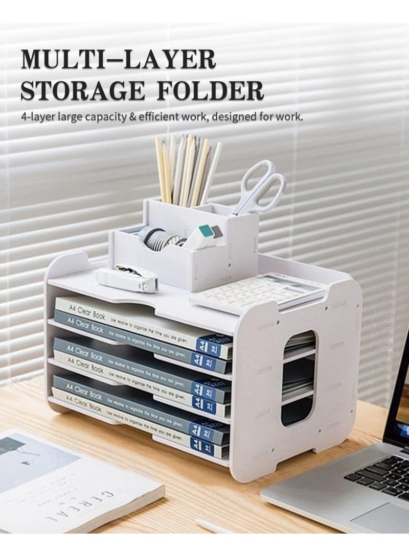 MostNow 4-Tier Desk Organizer,Desk Letter Tray Set, Stackable Desk Organizer for Books, Magazines, Folders, A4 Size File Paper, Notes, Pens,Office Supplies Storage and Desk Accessories (Arch) - Image 2