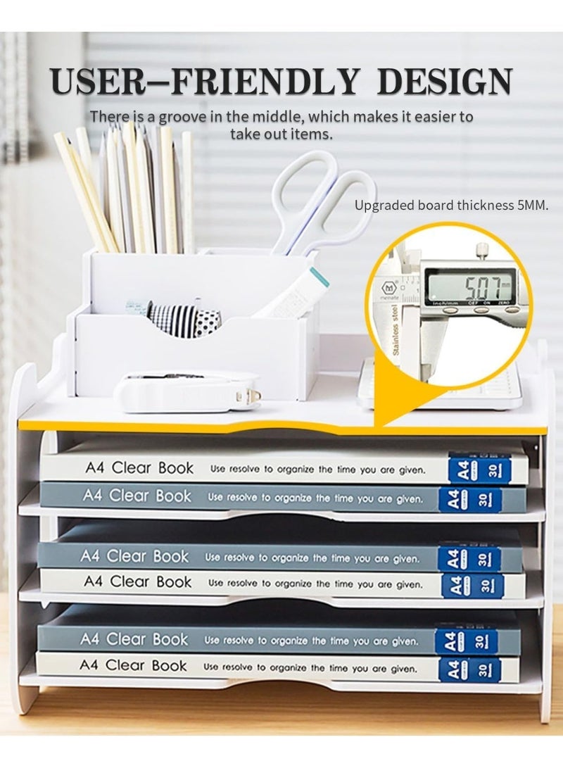MostNow 4-Tier Desk Organizer,Desk Letter Tray Set, Stackable Desk Organizer for Books, Magazines, Folders, A4 Size File Paper, Notes, Pens,Office Supplies Storage and Desk Accessories (Arch) - Image 4