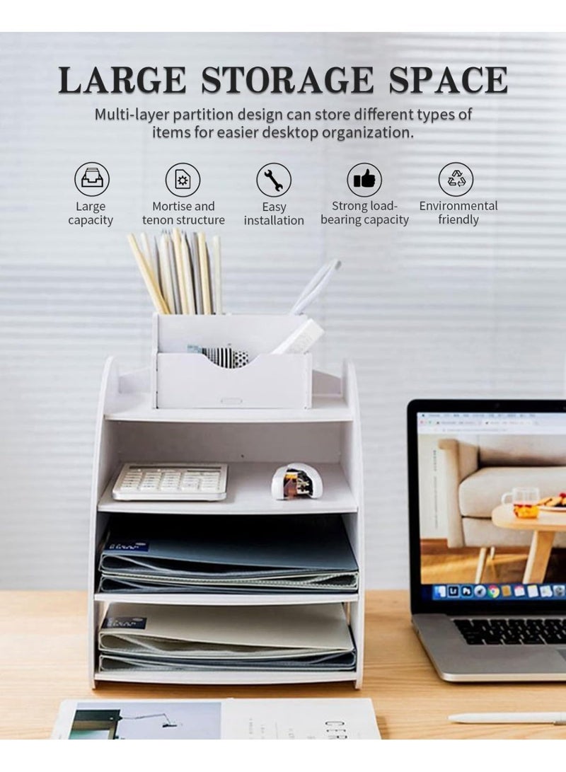 MostNow 4-Tier Desk Organizer,Desk Letter Tray Set, Stackable Desk Organizer for Books, Magazines, Folders, A4 Size File Paper, Notes, Pens,Office Supplies Storage and Desk Accessories (Arch) - Image 5