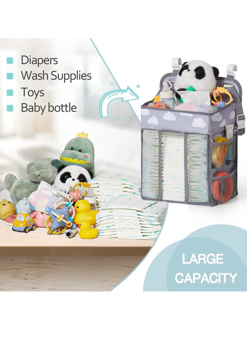 hanging diaper caddy, Diaper Caddy, Hanging Diaper Organizer for Changing Table Crib, Baby Storage Organizer Diaper Stacker Gift for Newborn Baby Mom Essentials