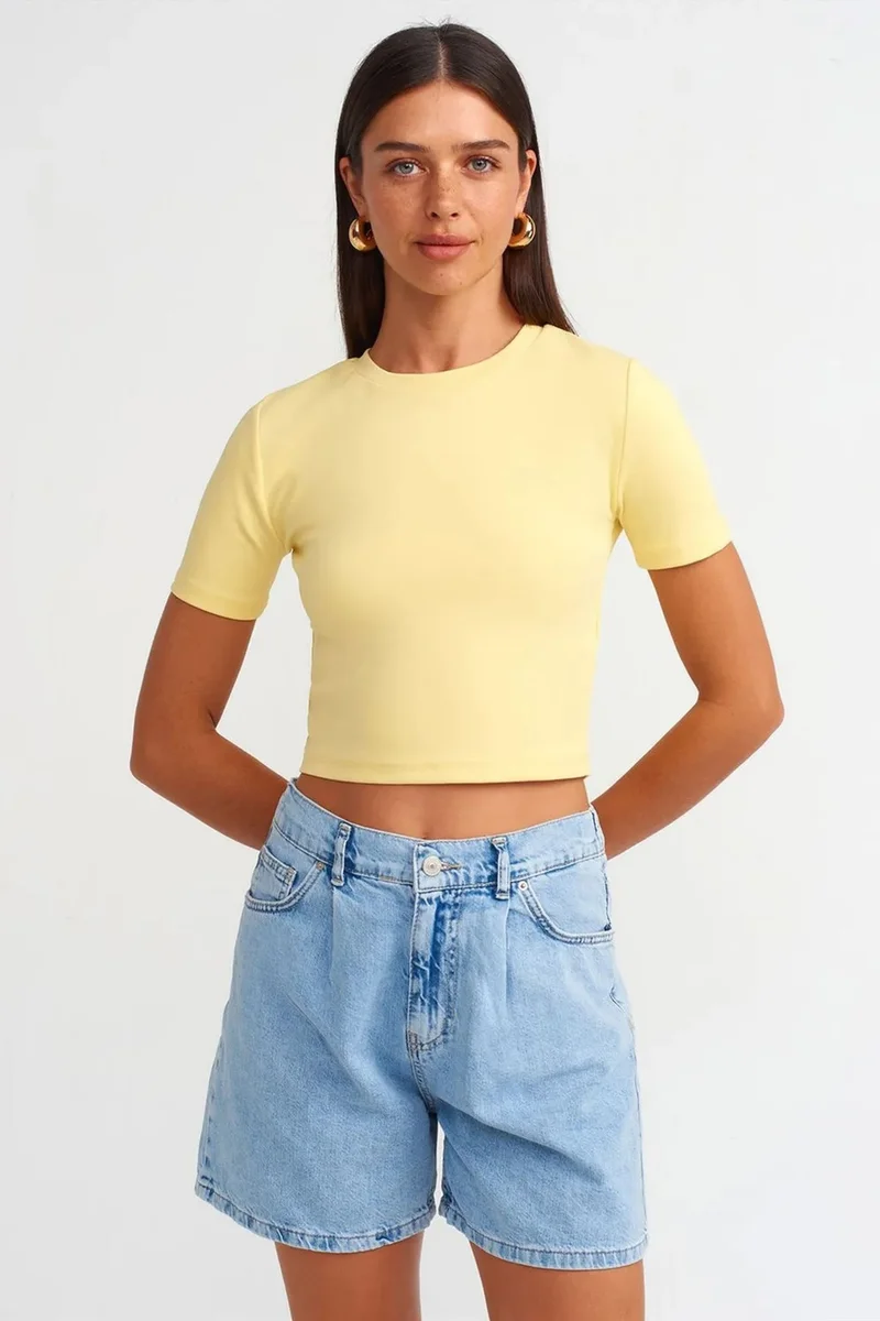 Dilvin Light Blue Denim DILVIN High-Waist Wide-Leg Denim Shorts for Women | Best Price UAE