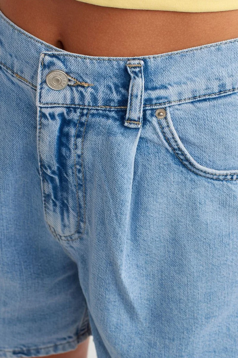 Dilvin Light Blue Denim DILVIN High-Waist Wide-Leg Denim Shorts for Women | Best Price UAE