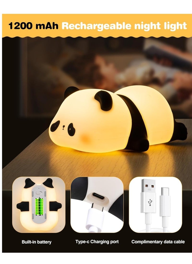 JAJEEK Cute Panda LED Night Light – 3 Levels Dimmable, Rechargeable Silicone Sponge Night Light, Touch Control Bedside Lamp for Room Decor, Perfect Cute Gifts for Boys, Girls & Kids - Image 4