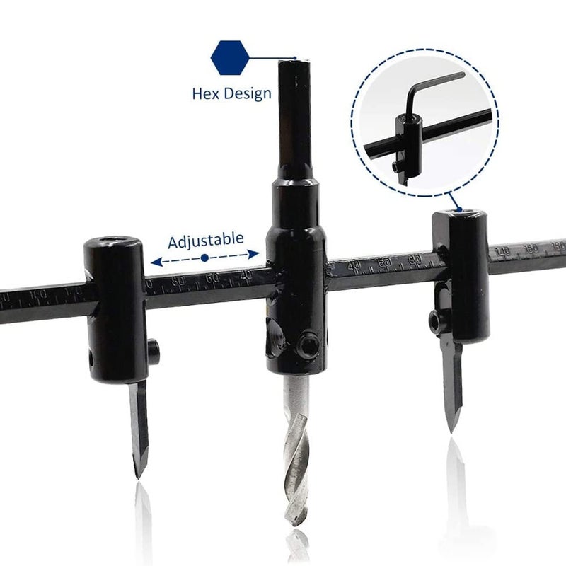 KP2 ® Adjustable Hole Saw Circle Cutter Drill Bit Tool for for Wood Board, Plastic Board, Plywood, Gypsum Board Saw Round Cutting - Image 2
