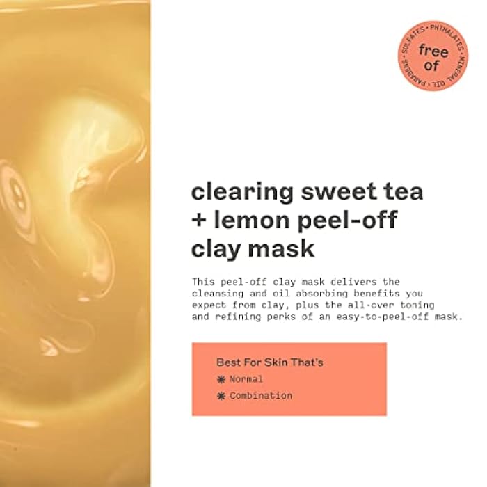 Freeman Clearing Peel-Off Clay Mask, Brightening & Toning Facial Mask, Tea & Lemon Help Even Skin, Antioxidant Rich, Clay Face Mask For Breakouts, Cruelty-Free & Vegan, 6 fl. oz./175 ml Tube, 1 Count - Image 3