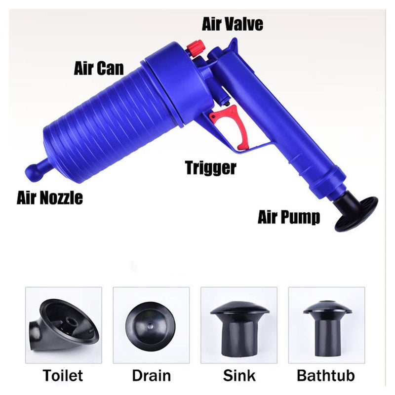 JTZXJJX Air Drain Blaster Toilet Plunger Sewer Dredge Tool for Unclogging Toilet Floor Drain Sink Bathtub  - Image 3