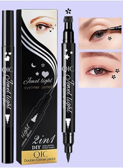 QIC 2 in 1 Double Head Eyeliner Pencil Eyeliner Stamp Waterproof Liquid Eyeliner Set Liquid Double Head Eyeliner Long Lasting Make Up Set Speedy and Easy Double Eyeliner Pencil 04  - Image 1