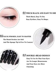 QIC 2 in 1 Double Head Eyeliner Pencil Eyeliner Stamp Waterproof Liquid Eyeliner Set Liquid Double Head Eyeliner Long Lasting Make Up Set Speedy and Easy Double Eyeliner Pencil 04  - Image 3