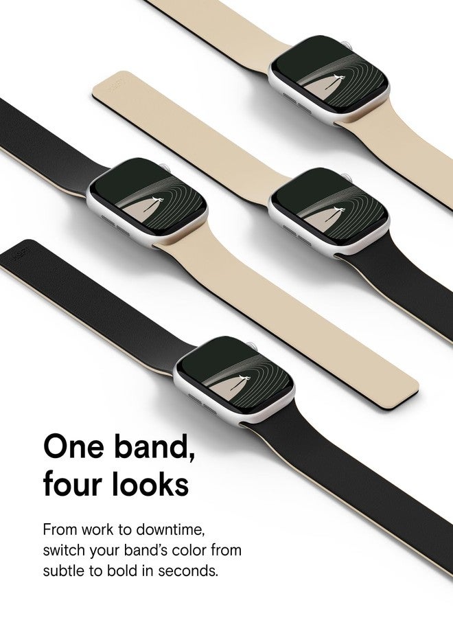 MOFT Snap Duo Watch Bands Compatible with Apple Watch,Quick Magnetic Wear,Duo-Color&Soft Silicone,iWatch Bands for Ultra 3/2/1,Series 11/10/9/8/7/SE/6/5/4/3/2/1, 42/44/45/46/49mm,Vast Black x Stardust - Image 2