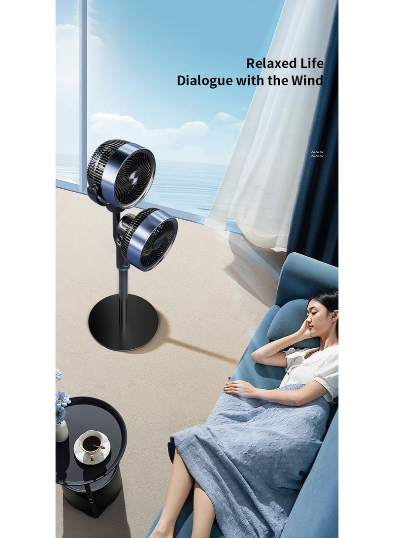 Crony Double-Head Adjustable Circulating Pedestal Fan with Touch Panel & Remote, Automatic Speed Control, 960mm Height, Ultra Quiet Operation – Ideal for Home, Office, and Bedroom Use-Black - Image 4