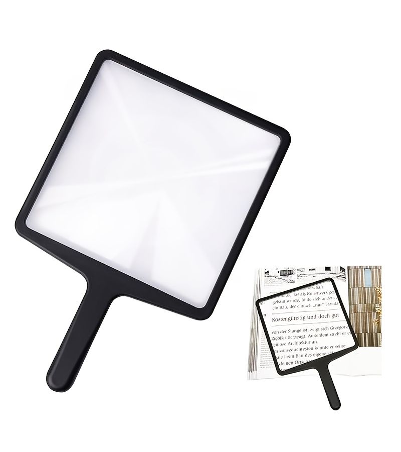 Black 5X Magnifying Handheld Magnifier With Fresnel Lens Full Page Lite Weight Portable Read Craft - Image 1