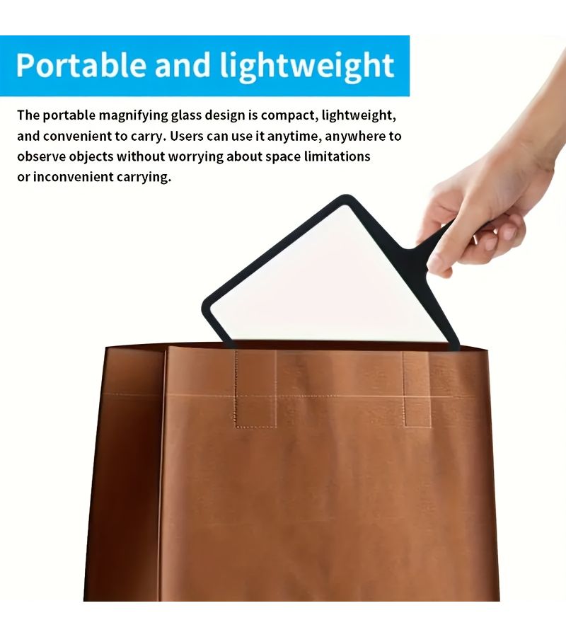 Black 5X Magnifying Handheld Magnifier With Fresnel Lens Full Page Lite Weight Portable Read Craft - Image 3