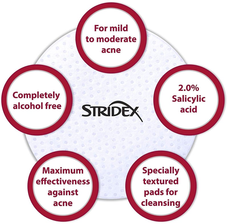 Stridex وسادات سترايدكس الطبية القوية، أقصى، عبوة 55 قطعة، عبوتين - Image 5