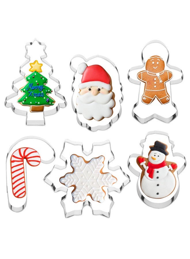 STARSIDE 4" Large Christmas Cookie Cutters,6 pcs Cookie Cutters Christmas Shapes, Metal Winter Holiday Cookie Cutter Set-Gingerbread Man,Snowman - Image 1