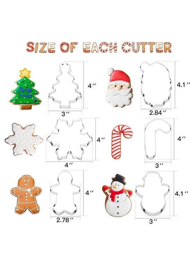 STARSIDE 4" Large Christmas Cookie Cutters,6 pcs Cookie Cutters Christmas Shapes, Metal Winter Holiday Cookie Cutter Set-Gingerbread Man,Snowman - Image 2