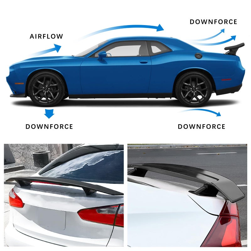 JMTBNO 46Inch Universal Rear Spoiler, Black Sport Style Racing Spoiler Truck Wing Lightweight,Rear Trunk Spoiler Wing Lid Tail Deck Spoiler Fit for Sedan Coupe Hatchback - Image 2