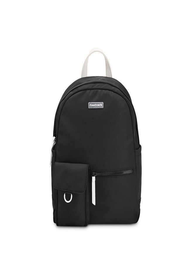 Fastrack Black Laptop Backpack for Men & Women | Lightweight Nylon Backpack with 14-Inch Padded Laptop Compartment, Front Zip Pocket & Organiser | Stylish Everyday Backpack for College, Work & Travel - Image 1