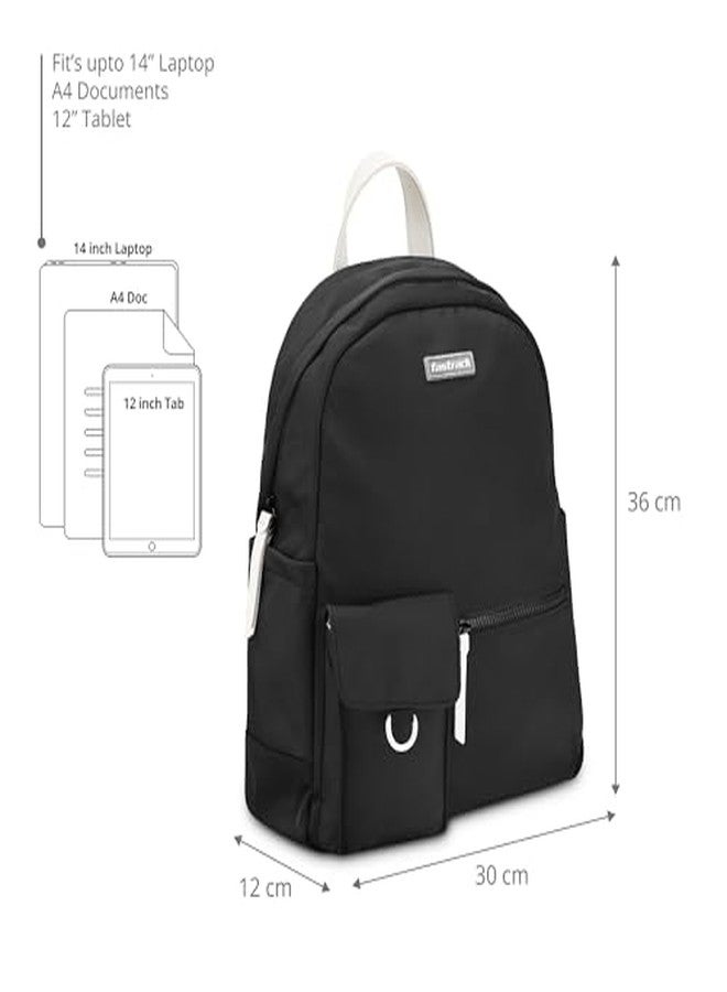 Fastrack Black Laptop Backpack for Men & Women | Lightweight Nylon Backpack with 14-Inch Padded Laptop Compartment, Front Zip Pocket & Organiser | Stylish Everyday Backpack for College, Work & Travel - Image 5