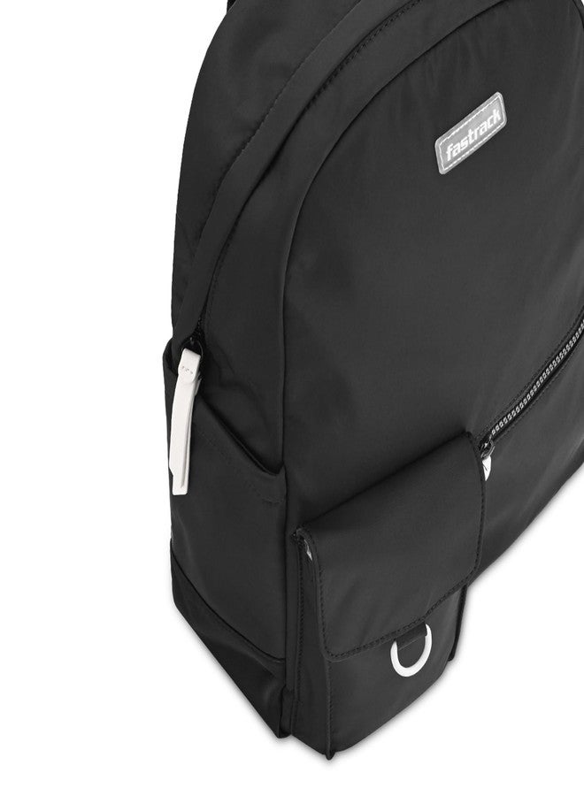 Fastrack Black Laptop Backpack for Men & Women | Lightweight Nylon Backpack with 14-Inch Padded Laptop Compartment, Front Zip Pocket & Organiser | Stylish Everyday Backpack for College, Work & Travel - Image 4