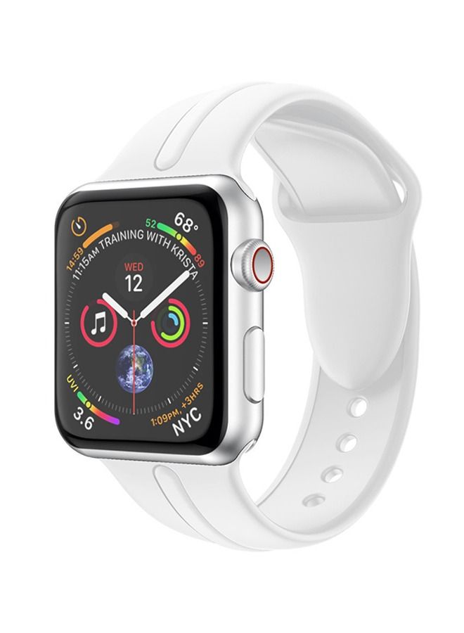 حزام بديل لساعة Apple Watch Series 5/6/7 42/44/45 ملم أبيض - Image 4