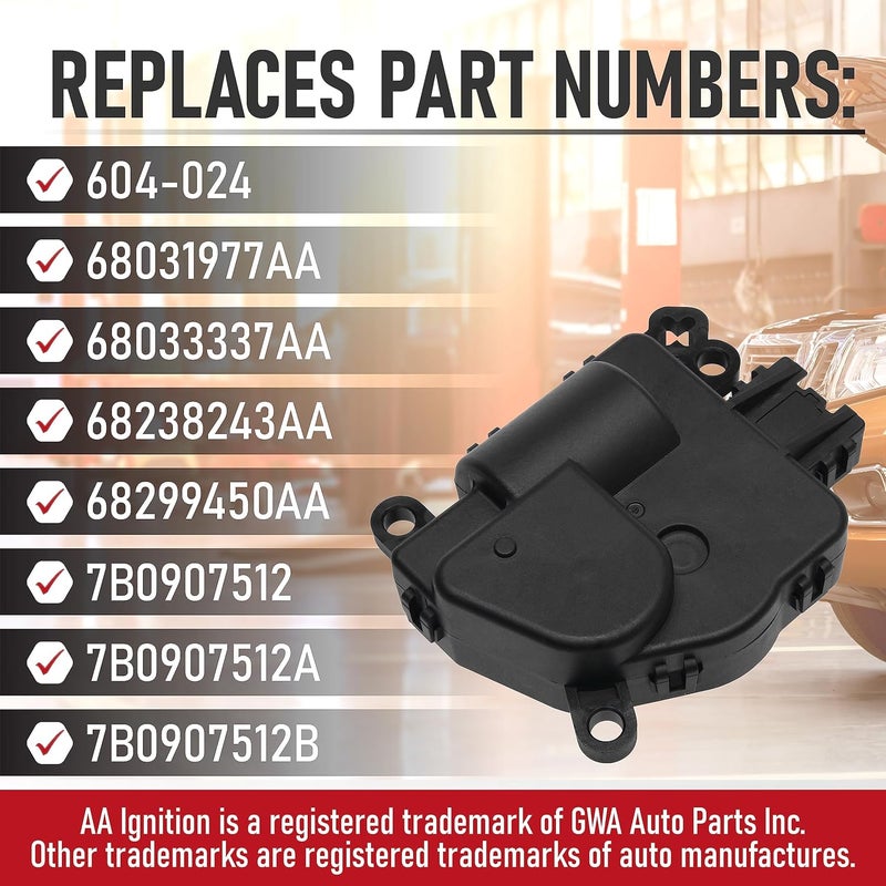 AA Ignition HVAC Air Blend Door Actuator - Compatible with Chrysler, Dodge, Mitsubishi, Ram and VW - 300, Town and Country, Challenger, Charger, Magnum, Raider - Replaces 68031977AA, 68033337AA, 604-024 - Image 3