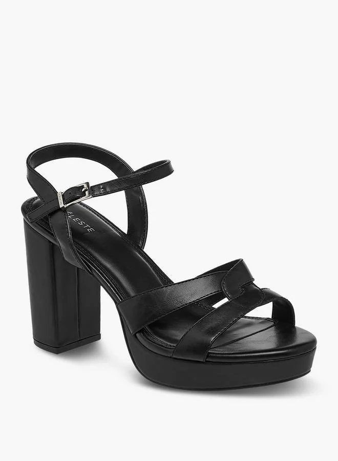 Celeste Women's Strappy Sandals with Buckle Closure and Block Heels