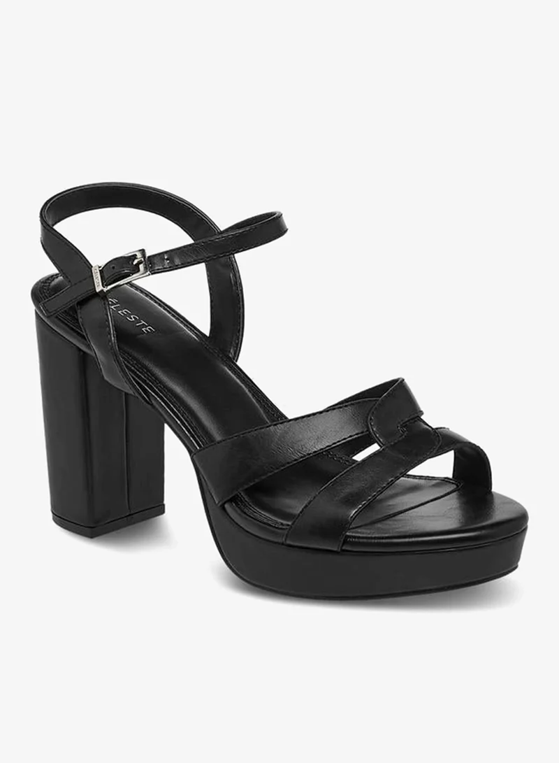 سيليست صنادل نسائية بحزام وإبزيم وكعب عريض