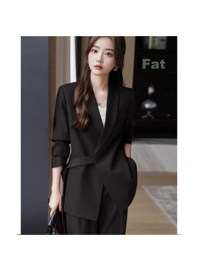 Dme Classic Buttoned Suit Set For Women, Spring/autumn Business Suit With Concealed Button Jacket And Slim Fit Trousers - Image 1