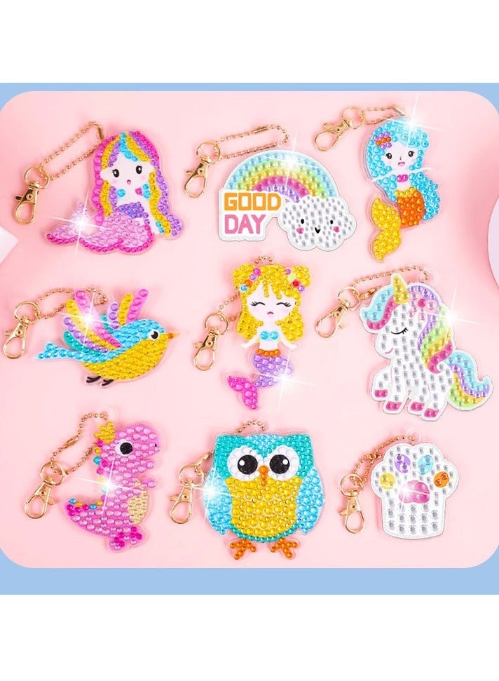 دايتويز 15 قطعة من سلاسل مفاتيح من الأحجار الكريمة والفنون والحرف اليدوية للأطفال من سن 8 إلى 12 سنة، مجموعات سلاسل مفاتيح من الماس حسب الأرقام، ألعاب وهدايا من الفسيفساء للفتيات من سن 3 إلى 5 سنوات و4 إلى 6 سنوات و6 إلى 8 سنوات - Image 5