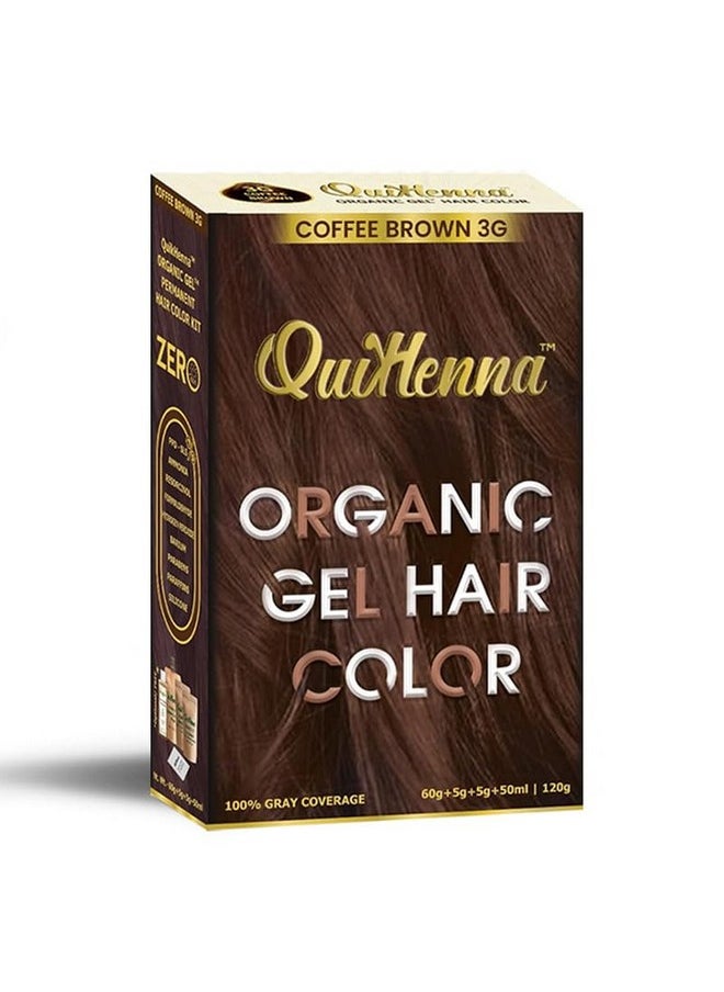 باي بيو ناتشورالز جل تلوين الشعر العضوي QuikHenna من PureNaturals، 3 جرام، بني قهوة - لون شعر طبيعي دائم خالٍ من البارابين والأمونيا، تغطية 100% للشعر الرمادي، لون جل يدوم طويلاً للرجال والنساء، 120 جرام  - Image 1
