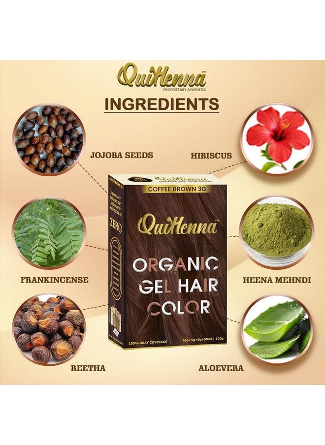باي بيو ناتشورالز جل تلوين الشعر العضوي QuikHenna من PureNaturals، 3 جرام، بني قهوة - لون شعر طبيعي دائم خالٍ من البارابين والأمونيا، تغطية 100% للشعر الرمادي، لون جل يدوم طويلاً للرجال والنساء، 120 جرام  - Image 3