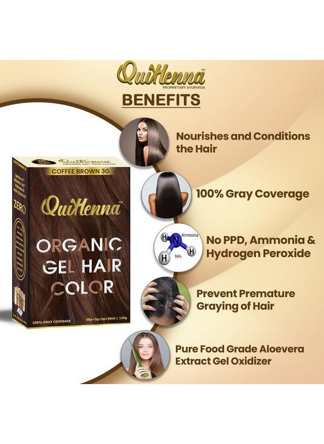 باي بيو ناتشورالز جل تلوين الشعر العضوي QuikHenna من PureNaturals، 3 جرام، بني قهوة - لون شعر طبيعي دائم خالٍ من البارابين والأمونيا، تغطية 100% للشعر الرمادي، لون جل يدوم طويلاً للرجال والنساء، 120 جرام  - Image 2