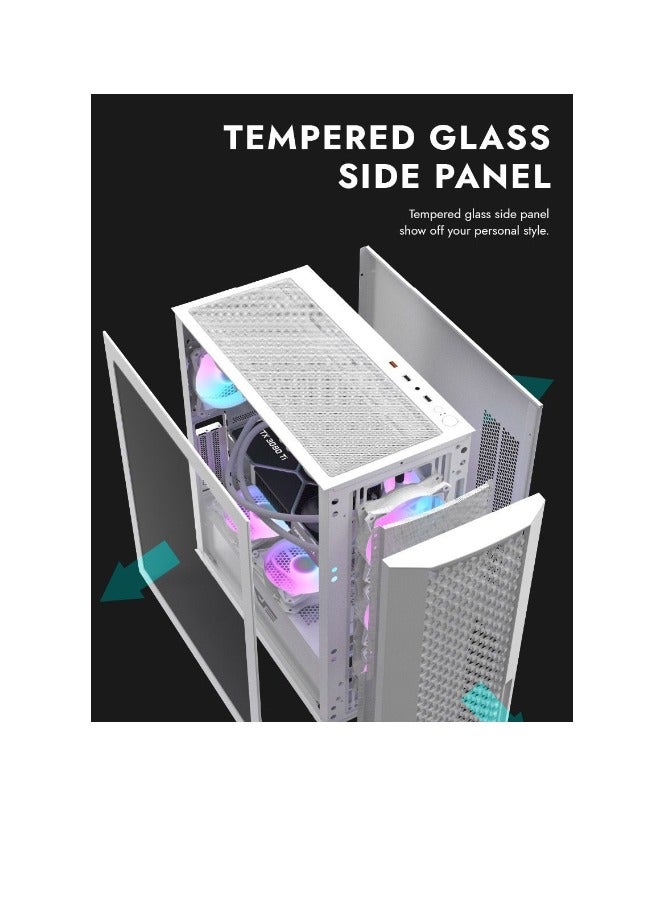 darkFlash DF2100 Mesh E-ATX, ATX, ITX, M-ATX, Gaming PC Case, Pre Installed 4 ARGB Fans, Tempered Glass Panels and, 9 GPU PCI Slots, Compatible with 360mm Radiator, USB 3.0, Computer Case - Image 2