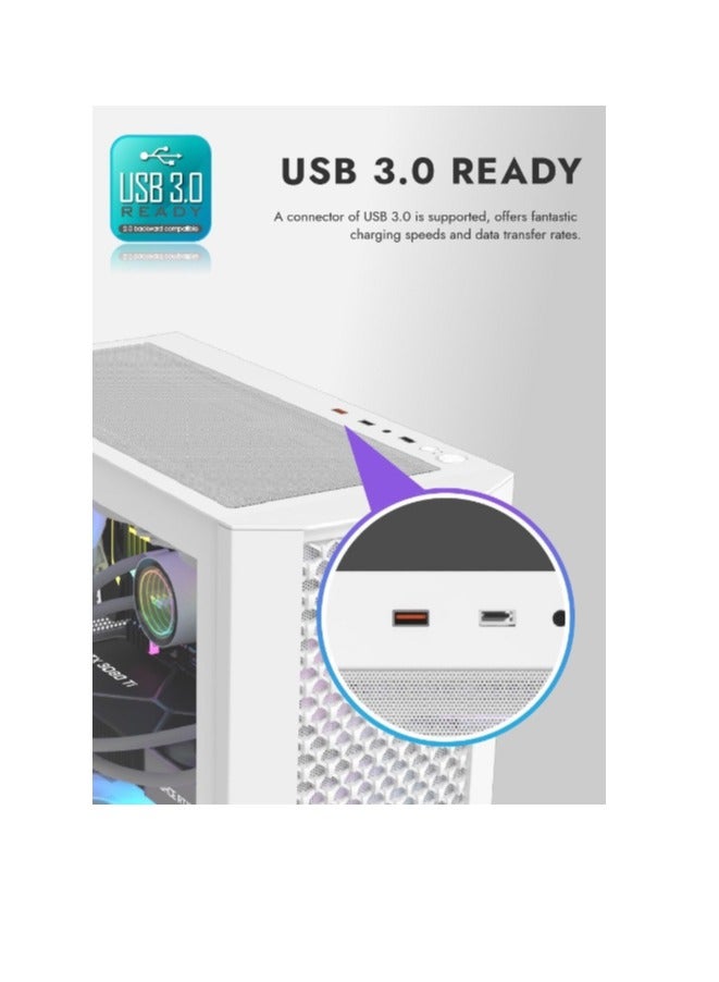 darkFlash DF2100 Mesh E-ATX, ATX, ITX, M-ATX, Gaming PC Case, Pre Installed 4 ARGB Fans, Tempered Glass Panels and, 9 GPU PCI Slots, Compatible with 360mm Radiator, USB 3.0, Computer Case - Image 4