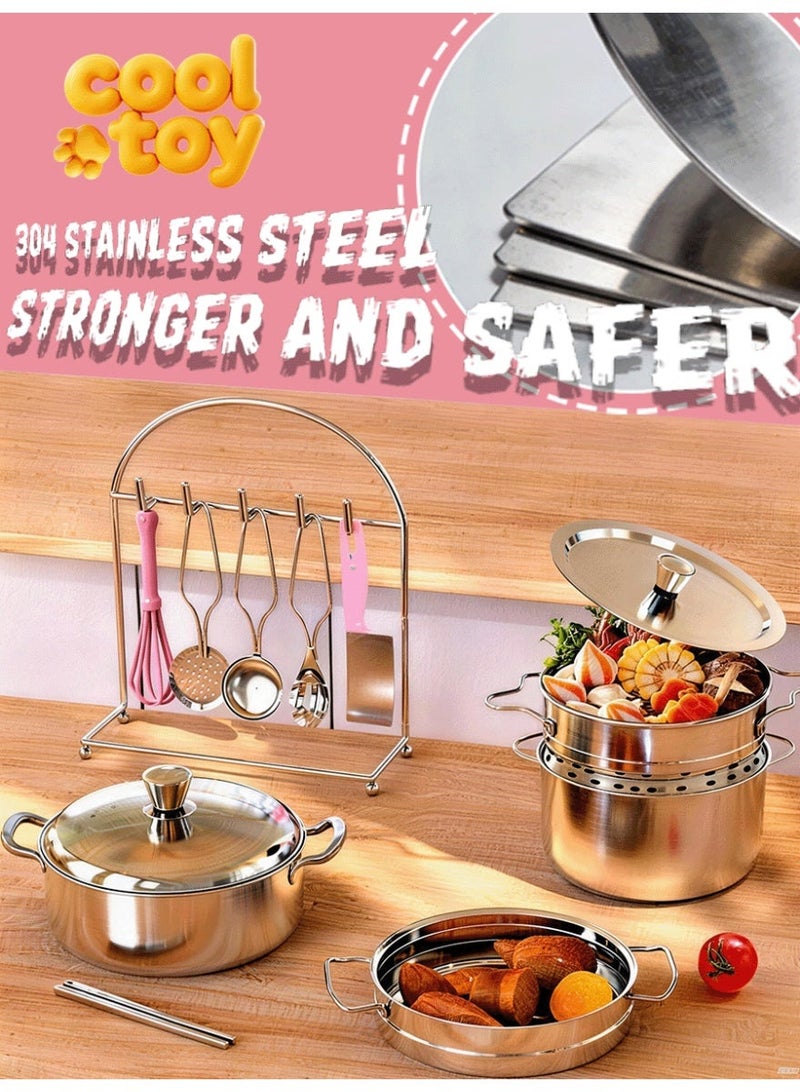 22 قطعة مجموعة ألعاب المطبخ التخيلي، أدوات اللعب الدورانية للألعاب الداخلية للأطفال، أفضل هدية للأطفال. - Image 4