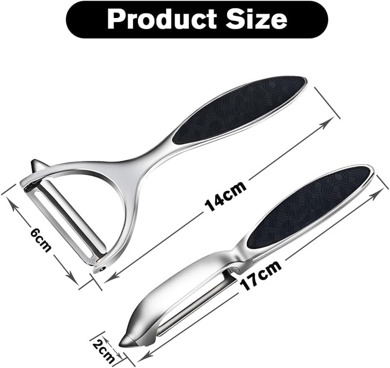 Leaflai Vegetable Peeler, Potato Peelers for Kitchen Stainless Steel Multi-function Set Fruit Peeler For Kitchen and Household Tools Y & I Shape Swivel Blades with ​2 Orange Citrus Peelers - Image 2