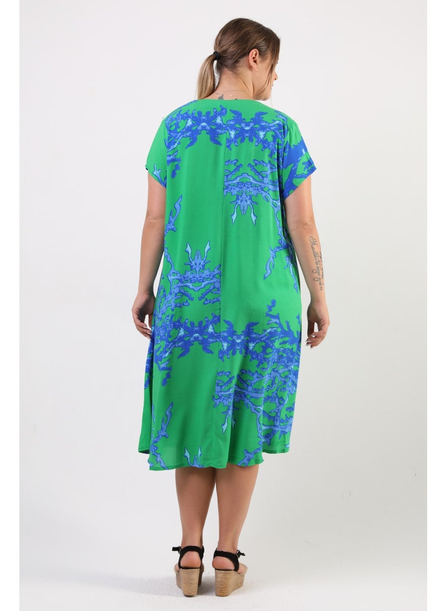 Likapa Summer Plus Size Viscose V Neck Short Sleeve Dress 2688  - Image 5