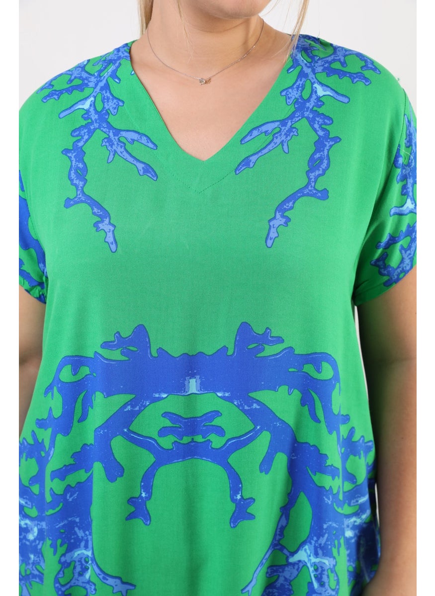 Likapa Summer Plus Size Viscose V Neck Short Sleeve Dress 2688  - Image 3