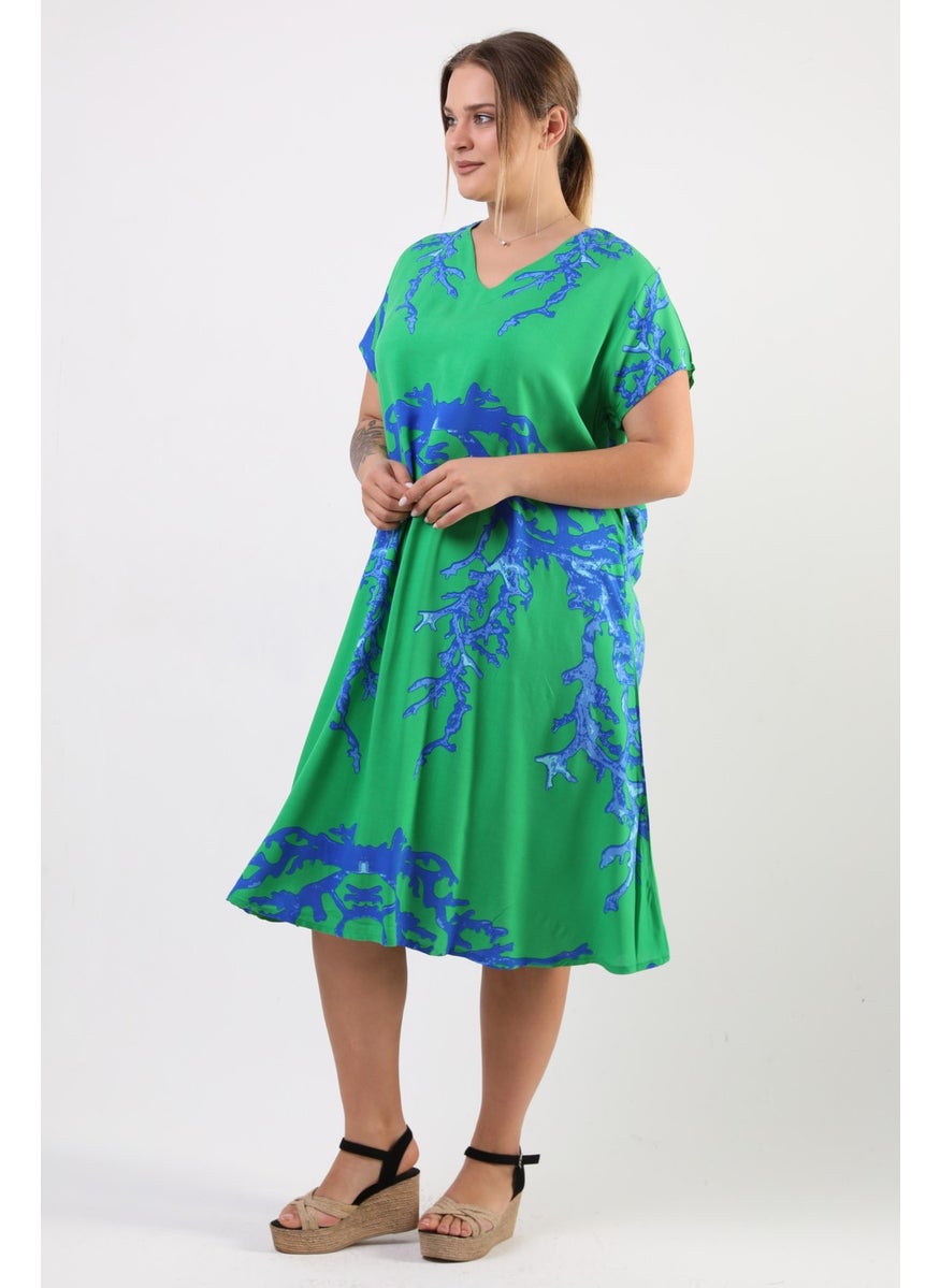 Likapa Summer Plus Size Viscose V Neck Short Sleeve Dress 2688  - Image 4