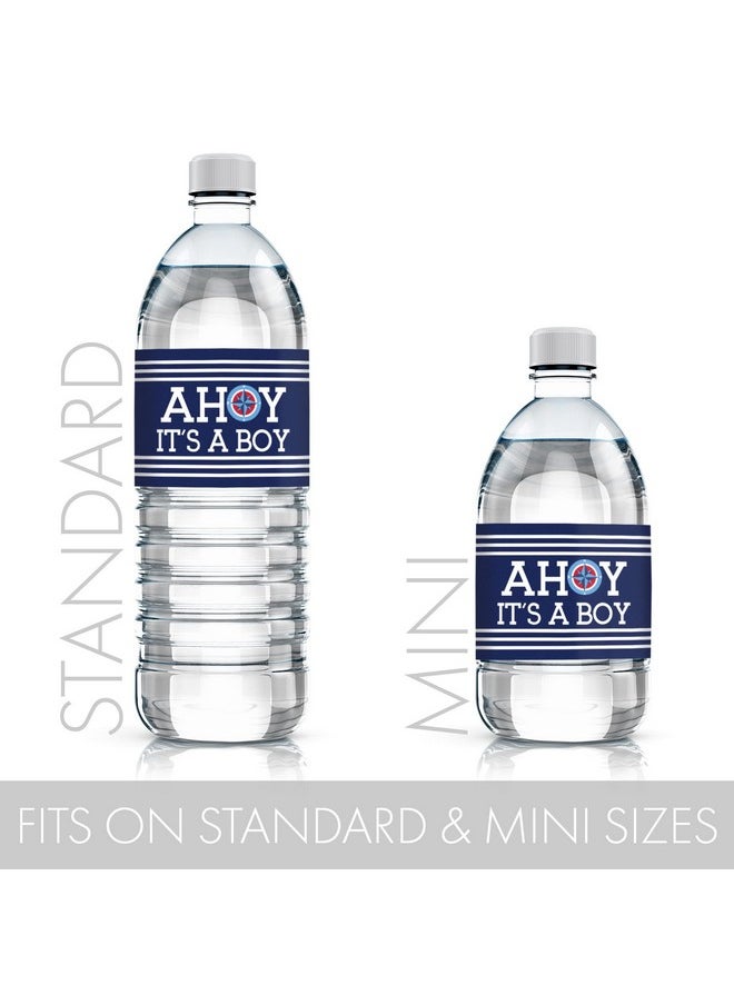 DISTINCTIVS - Ahoy It'S A Boy Baby Shower Water Bottle Labels 24 Stickers - Image 1