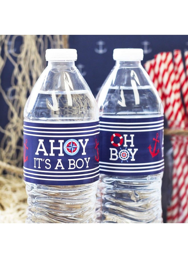 DISTINCTIVS - Ahoy It'S A Boy Baby Shower Water Bottle Labels 24 Stickers - Image 1