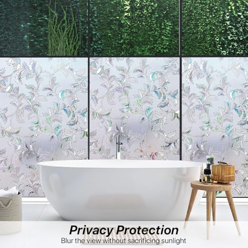 WALLTON Privacy Vinyl Frosted Window Film Glass Sticker Self-Adhesive Film Tint Wallpaper Opaque Sheet for Glass Privacy Cover Window, Door, Office, Home.| Anti-UV. (24x36 Inch, Coriander Leaves) - Image 4