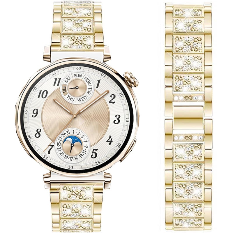 DEALELE Bands Compatible with Huawei Watch GT6 41mm GT5 Pro 42mm GT5 GT4 41mm Fossil Womens Gen 6 Gen 5E 42mm Garmin Venu 3S 18mm Bling Rhinestone Diamond Metal Strap for Women Gold - Image 3
