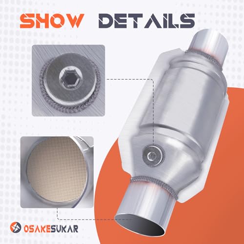 Osakesukar 3" Universal Catalytic Converter 3 Inch Inlet/Outlet High Flow Catalytic Converter with Heat Shield and O2 Port (3") - Image 5