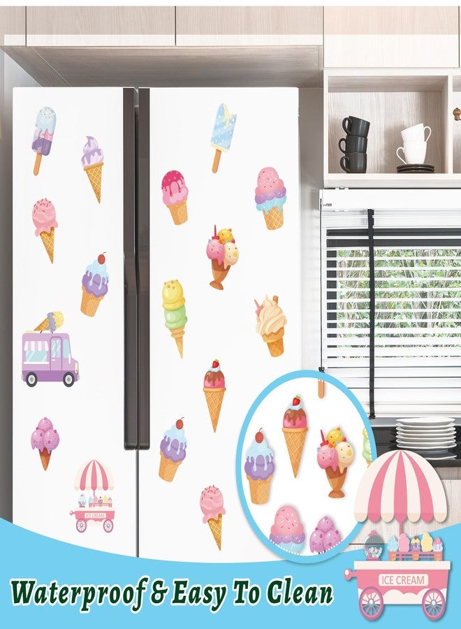 وولاين مجموعة مغناطيسات ثلاجة صيفية من والين، 14 قطعة، بتصميم آيس كريم صيفي، مغناطيسات ملونة على شكل سنداي، ملصقات مغناطيسية لطيفة للثلاجة، لتزيين السيارة والمطبخ والأبواب المعدنية والخزائن - Image 4