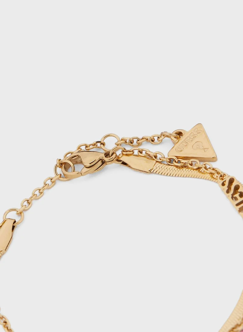 GUESS Rose Charms Double Chain Detail Bracelet